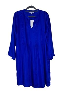 Women’s Royal Blue Tunic Top - Casual V-Neck 3/4  Sleeve